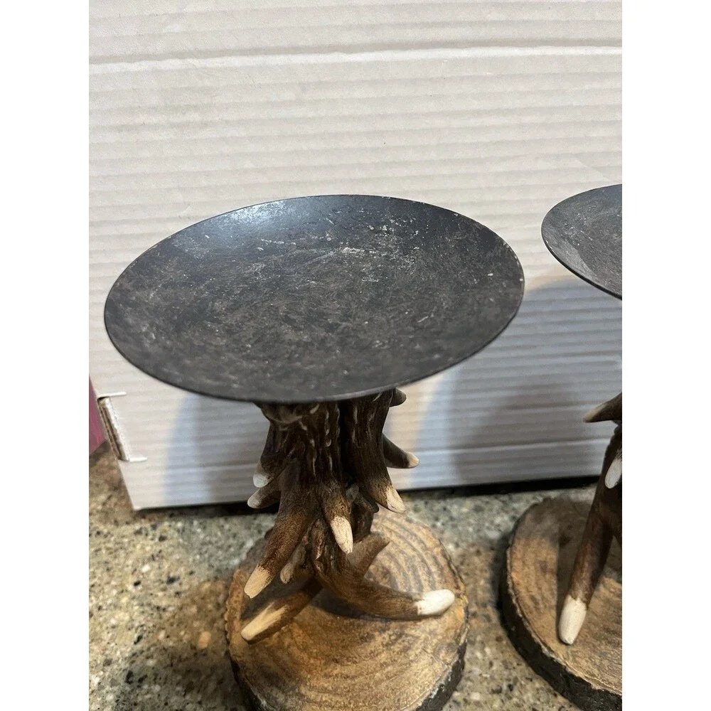 Set Of 2 Antler Candle Holders
